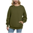 thumbnail image 1 of AGWOLF Crew Neck Sweatshirts for Women Casual Solid Basic Loose Pullover Comfy Drop Shoulder Long Sleeve Tops, 1 of 6