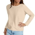 thumbnail image 1 of AGWOLF Crewneck Sweatshirts for Women Trendy Long Sleeve Sweater Tops Lightweight Solid Color Pullover Fall Travel Clothes, 1 of 6