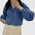thumbnail image 1 of AGWOLF Cropped Cardigan Sweaters for Women Fashion Button Up Knit Jackets Solid Lantern Long Sleeve Tops Fall Winter Y2K Coat, 1 of 6