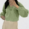 thumbnail image 1 of AGWOLF Cropped Cardigan Sweaters for Women Fashion Button Up Knit Jackets Solid Lantern Long Sleeve Tops Fall Winter Y2K Coat, 1 of 6