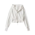 thumbnail image 1 of AGWOLF Cropped Loose Sweatshirts for Women Lightweight Cardigan Hooded Jacket Coat Workout Long Sleeve Drawstring Hoodies, 1 of 6
