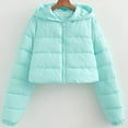 thumbnail image 1 of AGWOLF Cropped Puffer Jackets for Women Cute Long Sleeve Hooded Puffer Coats Casual Zip Up Padded Coat Winter Warm Outwear, 1 of 7