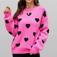 thumbnail image 1 of AGWOLF Cute Sweaters for Women Chunky Crewneck Knit Pullover Casual Heart Print Long Sleeve Jumper Trendy Drop Shoulder Tops, 1 of 5