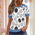 thumbnail image 1 of AGWOLF Easter Eggs Hunt Shirts for Women Lapel Waffle Knit Tunic Tops Short Sleeve Graphic Tees Religious Blouses Black L, 1 of 6