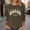 thumbnail image 1 of AGWOLF Easter Shirts for Women 3/4 Sleeve Round Neck Knit Pullover Cute Rabbit Bunny Print T-Shirt Religious Tops Tunic Army Green M, 1 of 7