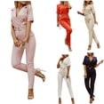 thumbnail image 1 of AGWOLF Elegant Jumpsuits for Women Business Suit Sets V Neck Sleeveless One Piece Rompers with Belt Straight Leg Long Pants Romper with Pockets White XL, 1 of 10
