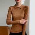 thumbnail image 1 of AGWOLF Fall Sweater for Women Comfy Lapel Collar Ribbed Knit Pullover Lightweight Long Sleeve Jumper Shirts, 1 of 5