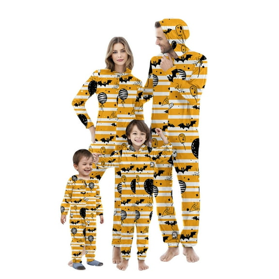 AGWOLF Family Matching Halloween Onesie Pajamas, Funny Halloween Printed Zipper Hooded Pjs,One-Piece Holiday Loungewear for Halloween Night Dad XXL