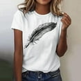 thumbnail image 1 of AGWOLF Feather Print T Shirts for Women Casual Crewneck Short Sleeve Shirt Loose Fit Graphic Tees Funny T Shirts for Women, 1 of 5