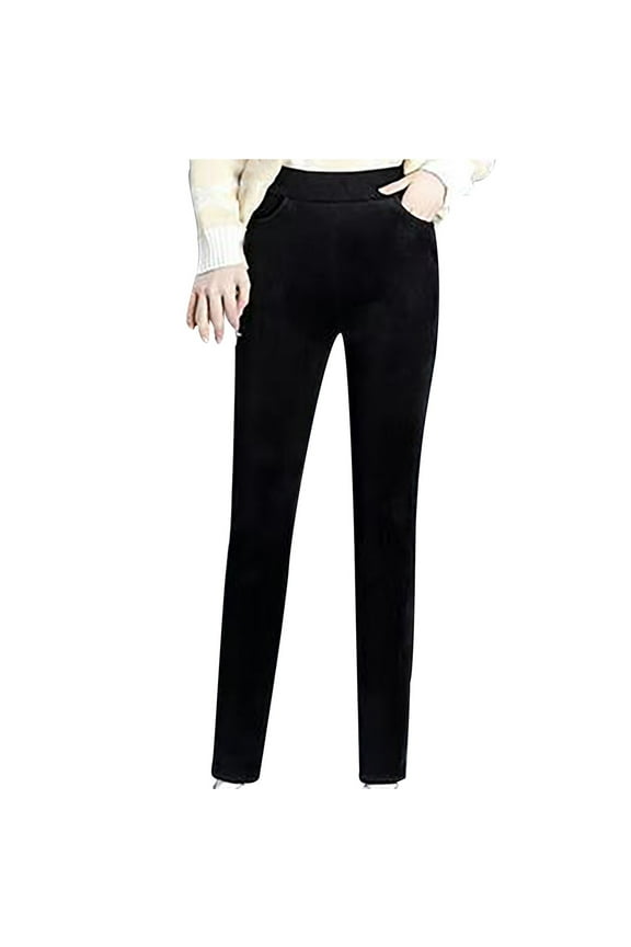 Fleece Lined Corduroy Pants for Women Winter Warm Sweatpants Plush Sherpa Long Trousers Thick Jogger Pants