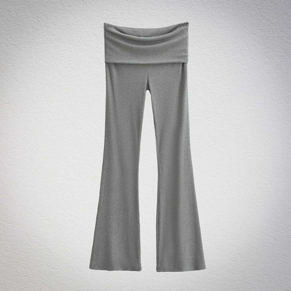 AGWOLF Fold Over Yoga Pants for Women Cozy Low Rise Flare Legging Stretchy Loose Gym Lounge Pants