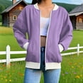 thumbnail image 1 of AGWOLF Full Zip Up Jackets for Women Causal Cropped Long Sleeve Jacket Trendy Cardigan Tops with Pockets, 1 of 3