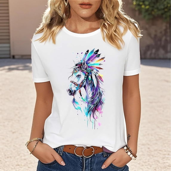 AGWOLF Funny T Shirts for Women Short Sleeve Animal Graphic Tees Summer Casual Crewneck Shirt T Shirts for Women