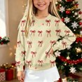 thumbnail image 1 of AGWOLF Girls Christmas Sweaters Long Sleeve Knit Kids Pullover Bow Graphic Crewneck Cute Sweater Tops for 5-15 Years, 1 of 6