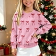thumbnail image 1 of AGWOLF Girls Christmas Sweaters Long Sleeve Knit Kids Pullover Bow Graphic Crewneck Cute Sweater Tops for 5-15 Years, 1 of 6