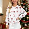 thumbnail image 1 of AGWOLF Girls Christmas Sweaters Long Sleeve Knit Kids Pullover Bow Graphic Crewneck Cute Sweater Tops for 5-15 Years, 1 of 6