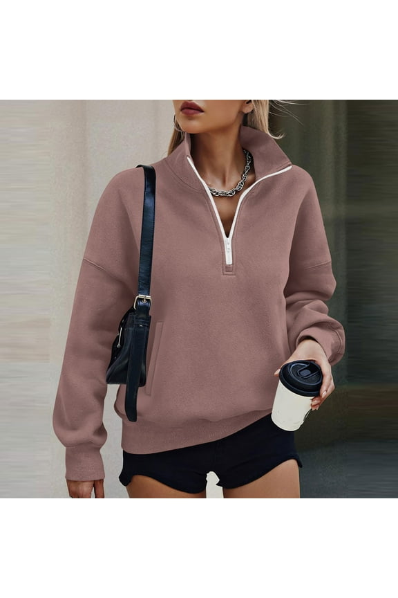Half Zip Sweatshirts for Women Fall Oversized Pullover Trendy Long Sleeve Y2K Clothes