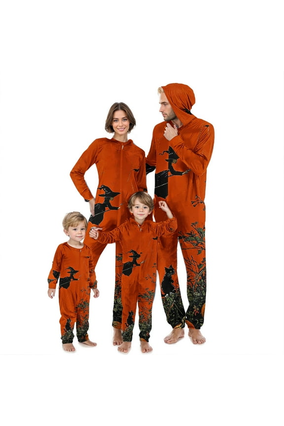 Halloween Pajamas Sets for Family Halloween Print Matching Family Pajamas Set Long Sleeve Onesie Pjs Sleepwear Loungewear for Party Night Mom S