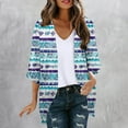 thumbnail image 1 of AGWOLF Hawaiian Kimonos for Women Striped Print Beach Cardigan Loose Lightweight Cover Up Trendy Boho Chiffon Cardigans for Summer Swimwear 3/4 Sleeves Open Front Cardigan Blue,L, 1 of 5