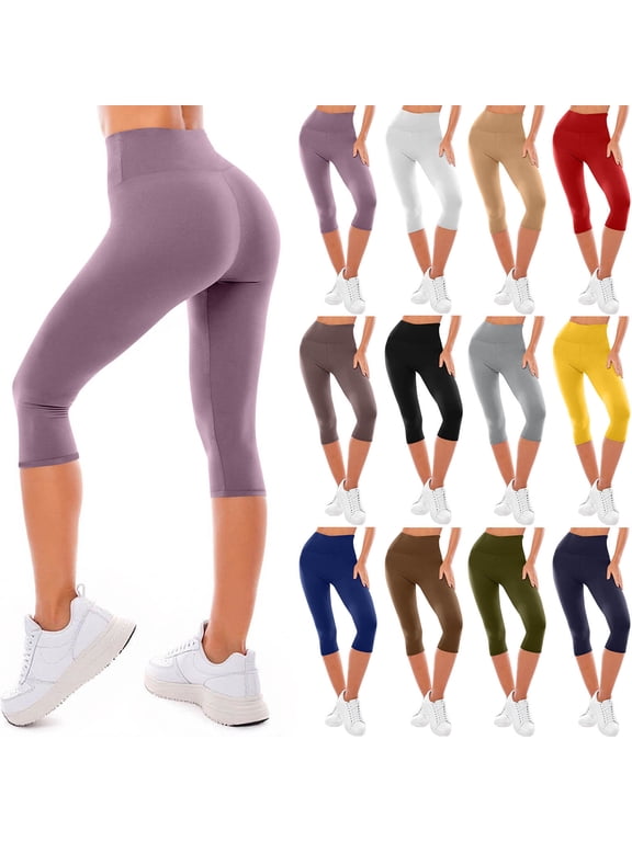 High Waist Crop Leggings for Women Stretch Tummy Control Yoga Capris Buttery Soft Butt Lift Athletic Cropped Trousers Gym Workout Legging Navy S