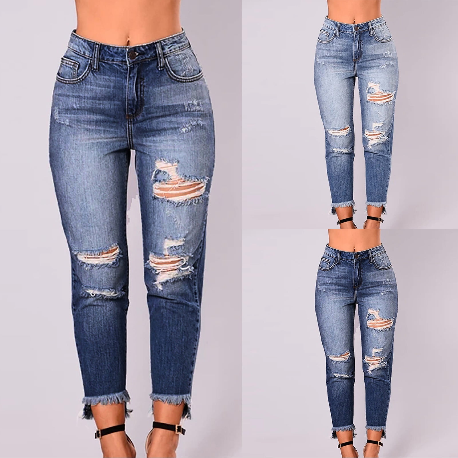AGWOLF High Waisted Jeans for Women Ripped Skinny Jean Distressed ...