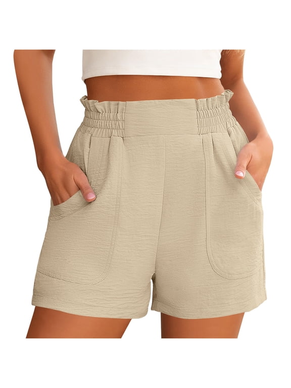 High Waisted Shorts Women 2025 Summer Casual Loose Fit Going Out Shorts Elastic Waist Lounge Beach Short with Pockets