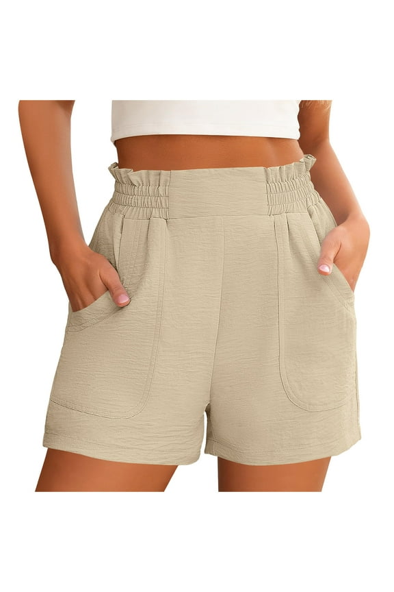 High Waisted Shorts Women 2025 Summer Casual Loose Fit Going Out Shorts Elastic Waist Lounge Beach Short with Pockets