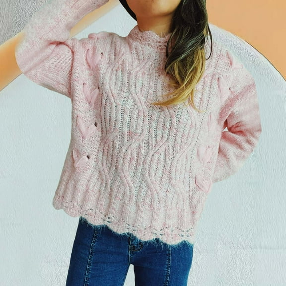 AGWOLF Lace Trim Neck Sweaters for Women Casual Oversized Cable Knitted Tops Chunky Long Sleeve Jumper Pullover