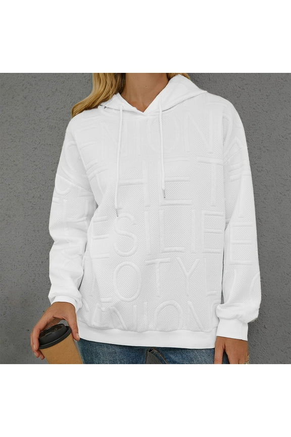Letter Graphic Hoodies for Women Trendy Oversized Hooded Pullover Sports Long Sleeve Tops Fall Winter Shirts Y2k Clothes