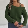 thumbnail image 1 of AGWOLF Lightweight Sweaters for Women Oversized Metal Buckle Strap Cold Shoulder Knit Jumper Solid Long Sleeve Pullover, 1 of 8