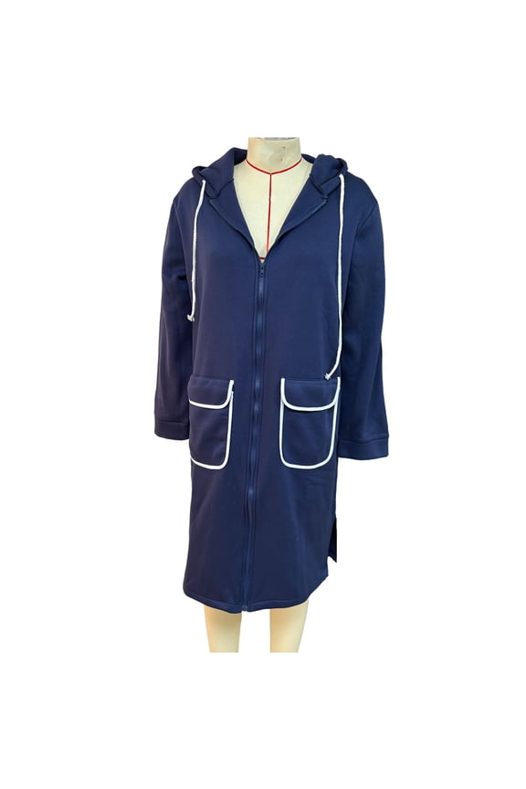 Long Hoodies for Women Oversized Zip Up Side Split Jacket Coat Solid Long Sleeve Hooded Sweatshirts Fall Winter Clothes