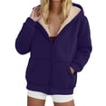 thumbnail image 1 of AGWOLF Long Hoodies for Women Trendy Oversized Full Zip Up Sweatshirts Solid Long Sleeve Hooded Jecket Coat with Pocket, 1 of 4