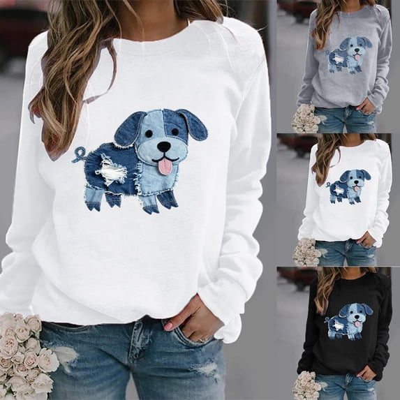 AGWOLF Long Sleeve Shirts for Women Vintage Animal Print Sweatshirts Loose Fit Crewneck Pullover Spring Summer Travel Tops