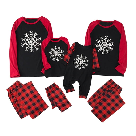 AGWOLF Matching Family Christmas Pajamas Sets Cute Snowflake Graphic Shirts & Pj Pants Holiday Xmas Two Piece Loungewear Sets
