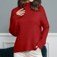 thumbnail image 1 of AGWOLF Mock Neck Sweaters for Women Loose Long Sleeve Knit Pullover Tops Lightweight Solid Color Jumper, 1 of 3