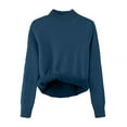 thumbnail image 1 of AGWOLF Mock neck Sweaters for Women Ribbed Knit Fleeced Lined Pullover Chunky Solid Basic Jumper Tops, 1 of 2