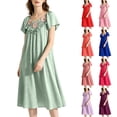 thumbnail image 1 of AGWOLF Nightgowns for Women Long Short Sleeve Night Gown V Neck Folwy Victorian Sleep Dress Soft Night Dresses Ladies Sleepwear Red Free Size, 1 of 9