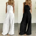 thumbnail image 1 of AGWOLF Overalls for Women Backless Wide Leg Long Pants Summer Rompers Adjustable Strap Side Button Baggy Pant Bib One Piece Elegant Wedding Guest Jumpsuits Black L, 1 of 7