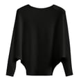 thumbnail image 1 of AGWOLF Oversized Sweater for Women Comfy Boat Neck Batwing Long Sleeve Sweaters Knitted Lightweight Solid Color Pullovers, 1 of 1