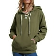 thumbnail image 1 of AGWOLF Oversized Sweatshirts for Women Trendy Lace Up Long Sleeve Sweatshirt Casual Solid Hooded Pullover Tops with Pocket, 1 of 6