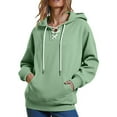 thumbnail image 1 of AGWOLF Oversized Sweatshirts for Women Trendy Lace Up Long Sleeve Sweatshirt Casual Solid Hooded Pullover Tops with Pocket, 1 of 6