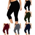 thumbnail image 1 of AGWOLF Plus Size Capri Leggings for Curvy Women Tummy Control Workout Leggings Stretch Elastic Waisted Yoga Capris Gym Fitness Tights Army Green XL, 1 of 7