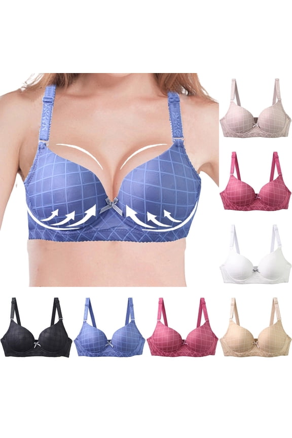 Plus Size Push Up Bra for Women Underwire Posture Correcting Bra Comfort Padded Support Bras for Everyday Sleep
