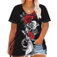 thumbnail image 1 of AGWOLF Plus Size Womens Summer Tops Trendy 2025 Baggy Short Sleeve Tshirts Shirts Crew Neck T Shirts Vintage Rose Flowers Print Tee Shirts Plus Size, 1 of 5