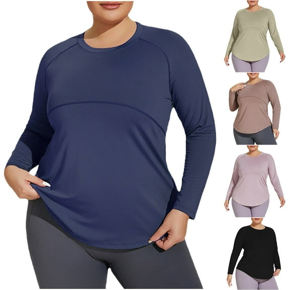 AGWOLF Plus Size Workout Shirts for Women Athletic Qiuck Dry Shirts Running Active Gym Shirt Lightweight Moisture Wicking Tops for Hiking