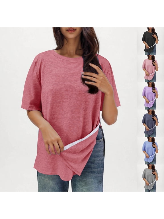 Post Surgery Recovery Shirts for Women Tear Away 3/4 Tops Left and Right Side Snap Access Chemo T Shirt Gray L