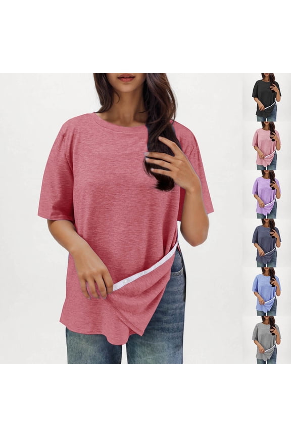 Post Surgery Recovery Shirts for Women Tear Away 3/4 Tops Left and Right Side Snap Access Chemo T Shirt Purple XXL