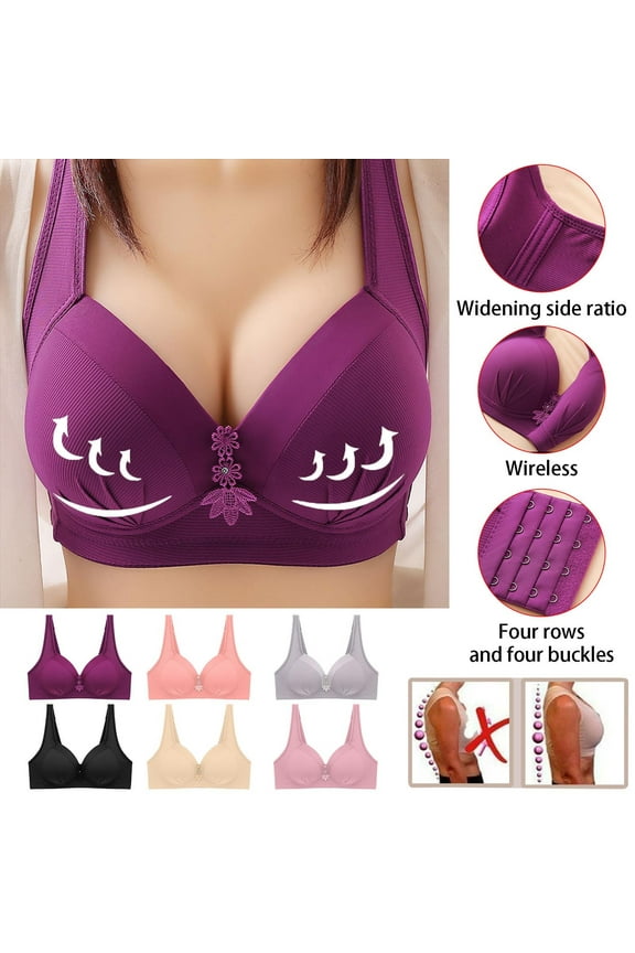 Push Up Bra for Women No Underwire Font Closure Bralette Comfort High Support Gathering Bras with Adjustable Strap Soft Breathable Everyday Wear