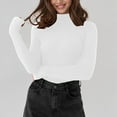 thumbnail image 1 of AGWOLF Ribbed Knit Sweater for Women Slim Mock Neck Long Sleeve Pullover Tops Lightweight Solid Color Jumper Shirts, 1 of 8