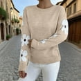 thumbnail image 1 of AGWOLF Ribbed Knit Sweaters for Women Cute Floral Graphic Pullover Sweater Dressy Mock Neck Long Sleeve Top, 1 of 9